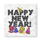 Happy New Year - Black Text with Party Hats