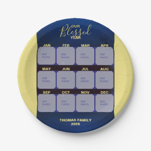 Happy New Year Blessed Year Photo Holiday Paper Plate