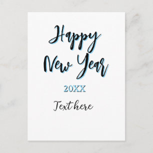 Happy new year blue black bold simple year stylish holiday postcard