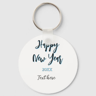 Happy new year blue black bold simple year stylish key ring