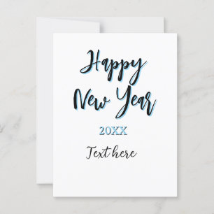 Happy new year blue black bold simple year stylish postcard
