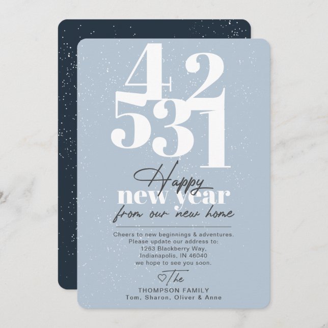 Happy New Year Blue Countdown Moving Announcement (Front/Back)