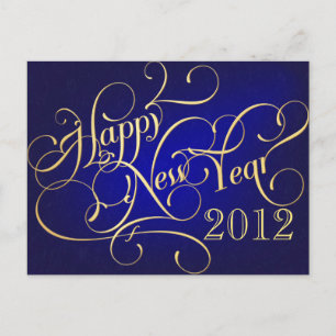 Happy New Year Blue Gold Party Invites