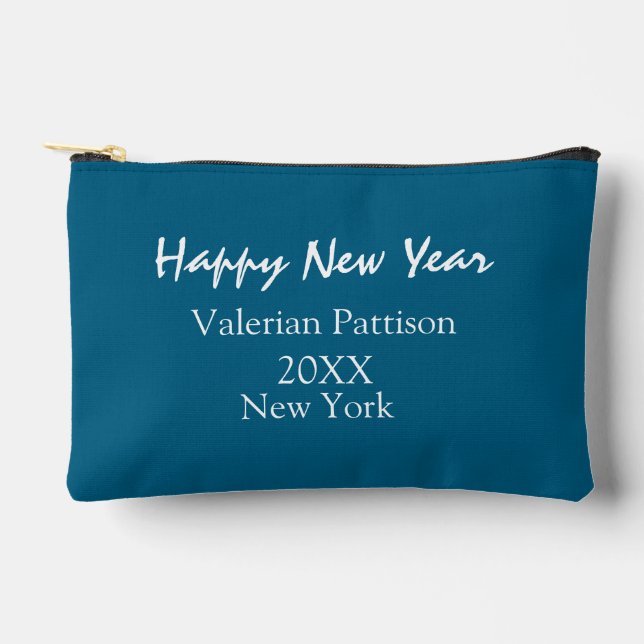 Happy new year blue name place year boho simple  accessory pouch (Front)