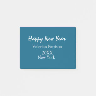 Happy new year blue name place year boho simple post-it notes