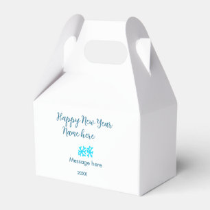 Happy New Year blue snowflakes modern rusticsimple Favour Box