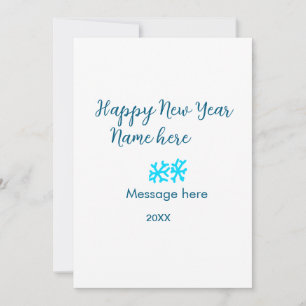 Happy New Year blue snowflakes modern rusticsimple Invitation