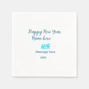 Happy New Year blue snowflakes modern rusticsimple Napkin