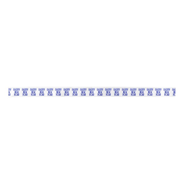 Happy New Year Blue White Gift Wrap Ribbon Satin Ribbon (Front)