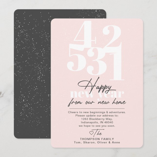 Happy New Year Blush Countdown Moving Announcement (Front/Back)