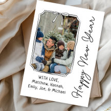 Happy New Year Bow Minimalist Black & White Photo