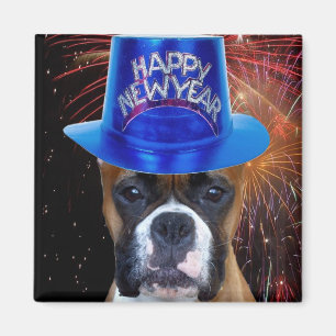 Happy New Year Boxer dog magnet