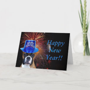 Happy New Year boxer greeting card