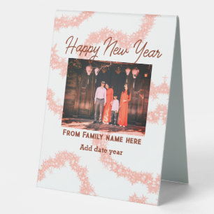 Happy new year brown add photo family name glitter