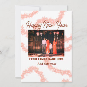 Happy new year brown add photo family name glitter invitation