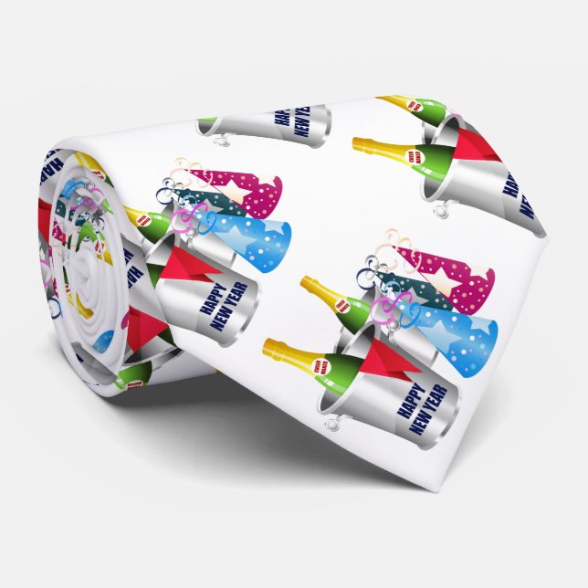 Happy New Year Bubbly Tie (Rolled)