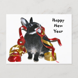 Happy New Year Bunny Holiday Postcard