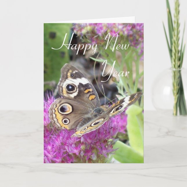 Happy New Year/ Butterfly Rev 21:5 Holiday Card (Front)