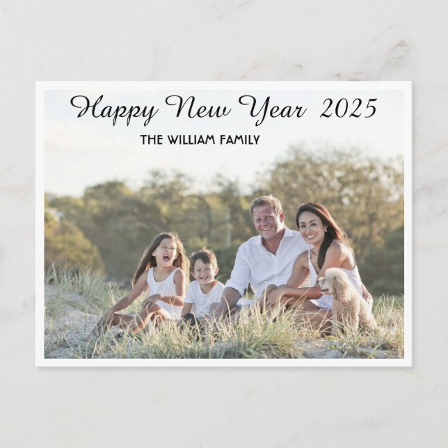 Happy New Year Calligraphy 2 Photo  Holiday Postca (Front)