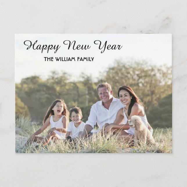 Happy New Year Calligraphy 2 Photo  Holiday Postcard (Front)