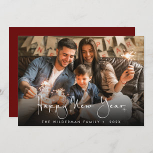 Happy New Year Calligraphy script Photo Card