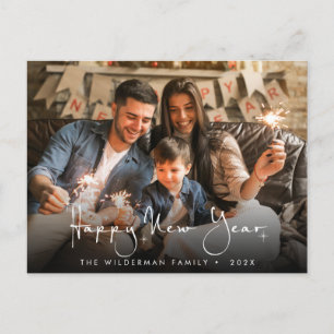 Happy New Year Calligraphy script Photo Postcard