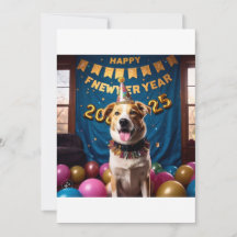 happy new year card dog