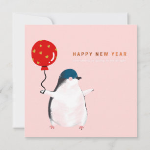Happy new year card - The little penguin