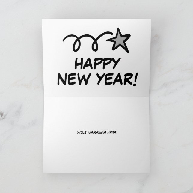 Happy New Year card with shooting star (Inside)
