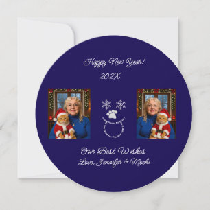 Happy New Year, Cat And Owner Photo Card