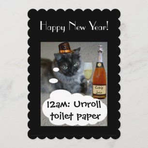 Happy New Year (cat) Invitation by RoseWrites