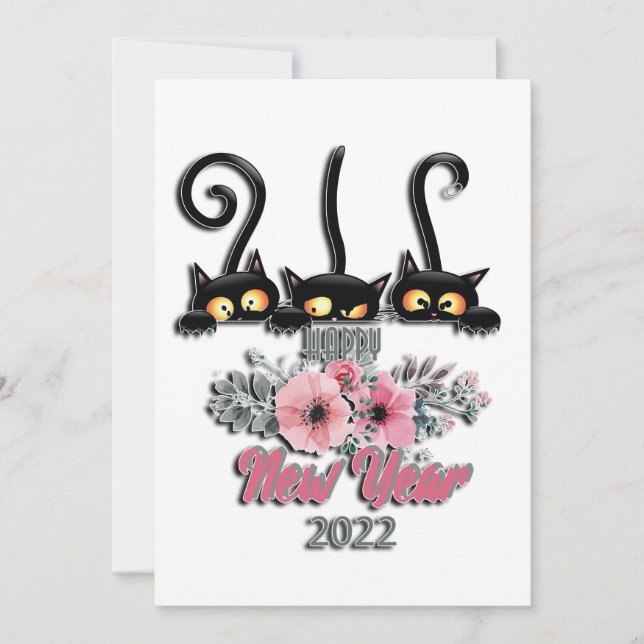 Happy new year cat lovers 2022 holiday card (Front)