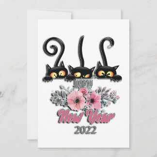 Happy new year cat lovers 2022 holiday card