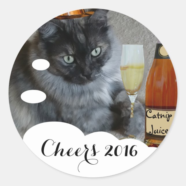 Happy New Year (cat) sticker by RoseWrites (Front)