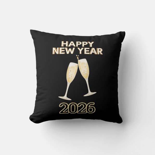 Happy New Year Celebration Design – Festive Party Cushion (Front)