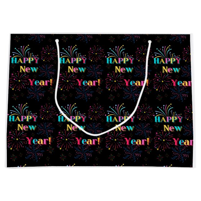 Happy New Year Celebration Large Gift Bag (Front)