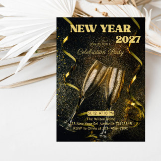 Happy New Year Celebration, Midnight Countdown Invitation