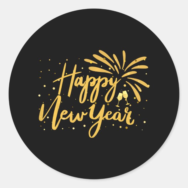 Happy New Year Celebration New Years Eve Party Classic Round Sticker (Front)