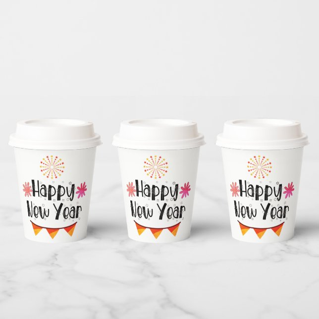 Happy New Year Celebration Paper Cups (Multi)