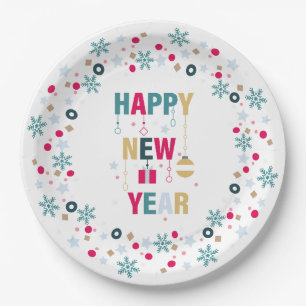 Happy New Year celebration Paper Plate