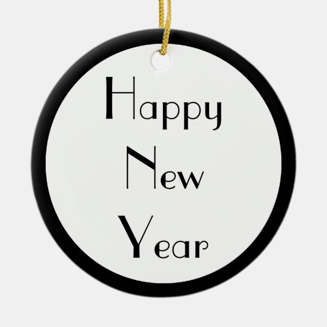 Happy New Year Ceramic Tree Decoration (Front)