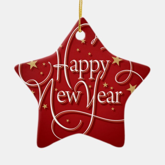 Happy New Year Ceramic Tree Decoration (Front)