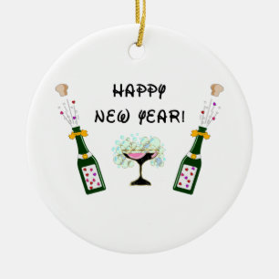Happy New Year Ceramic Tree Decoration