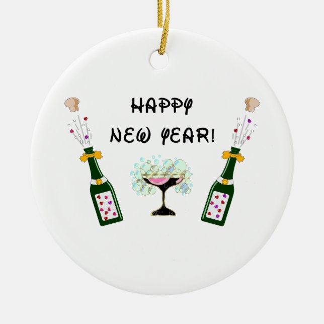 Happy New Year Ceramic Tree Decoration (Front)