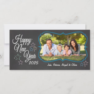 Happy New Year Chalkboard Style Photo Card
