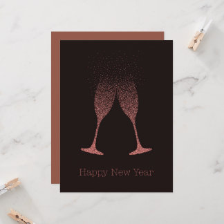 Happy New Year Champagne Flutes Dots Card