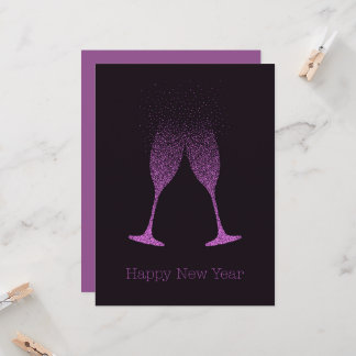 Happy New Year Champagne Flutes Dots Card