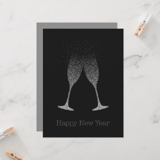 Happy New Year Champagne Flutes Dots Card
