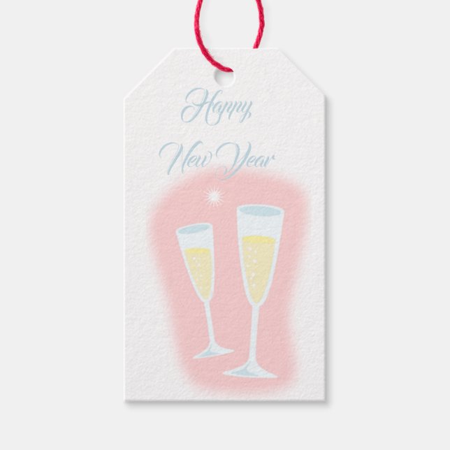 Happy new year champagne gift tags (Front)