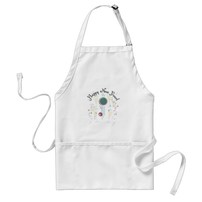 Happy New Year - Champagne Glasses and Clock Standard Apron (Front)